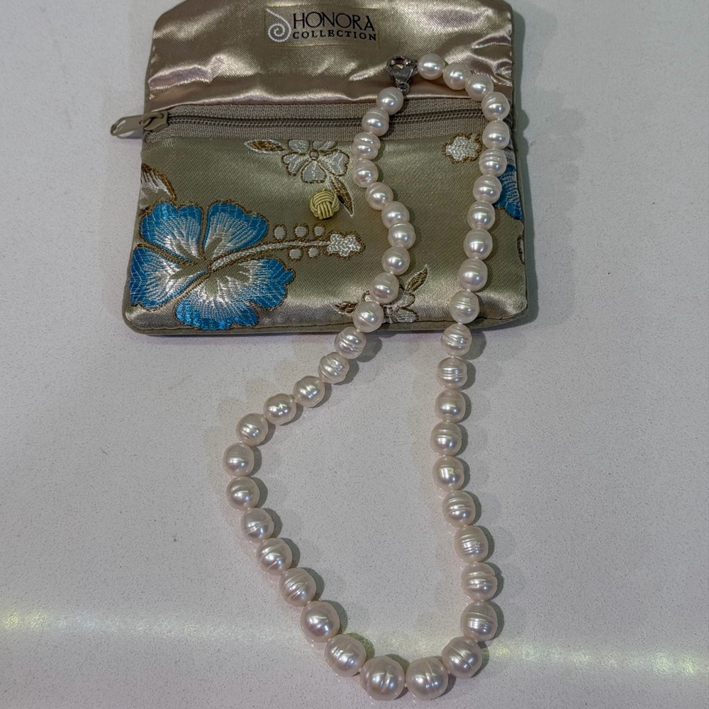 Honora necklace natural freshwater pearls white classic 925 silver clasp